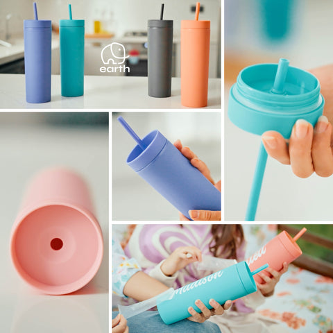 Teal, 20 oz Tumblers with Straws and Lids – Earth Drinkware
