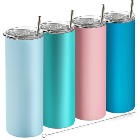 Black, Teal, Pink, White - 20 oz Tumblers with Straws and Lids