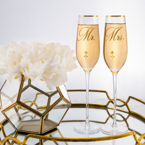 Mrs and Mrs Champagne Flutes